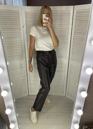Шоколадные кожаные брюки кожи зам