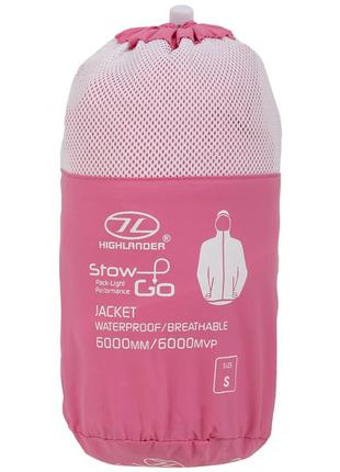 Вітрівка жіноча highlander stow & go pack away rain jacket 6000 mm pink s (jac077l-pk-s)8 фото