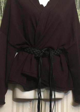 Кожаный черный  плетенный мягкий ремень с бахромой4 фото