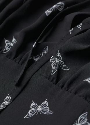 Платье мини черное h&m с бабочками и кружевом3 фото