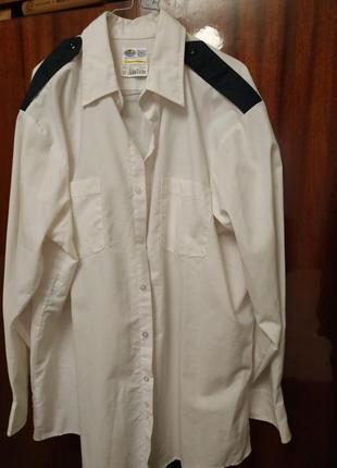 Белая мужская рубашка очень большого размера, батал. с рукавом1 фото
