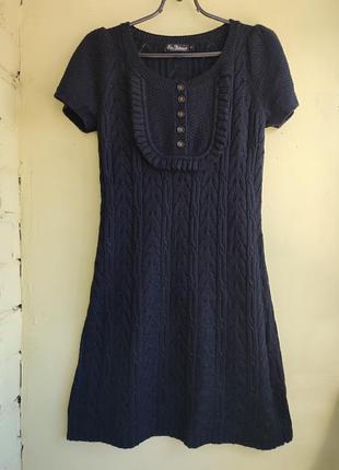 Оригинальное вязаное платье платье в стиле old school женственного фасона с коротким рукавом1 фото