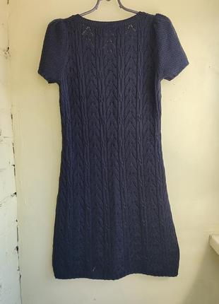 Оригинальное вязаное платье платье в стиле old school женственного фасона с коротким рукавом2 фото