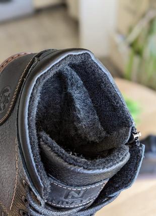 Чоловічі шкіряні зимові черевики блискавка , товста шкіра, тепле хутро,5 фото