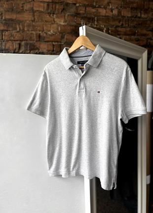 Tommy hilfiger custom fit men’s gray shorts sleeve polo shirt поло