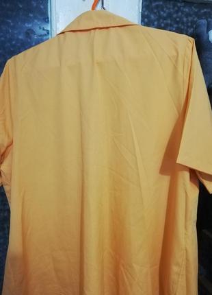 Рубашка женская мужская свободная короткий рукав оранжевая5 фото
