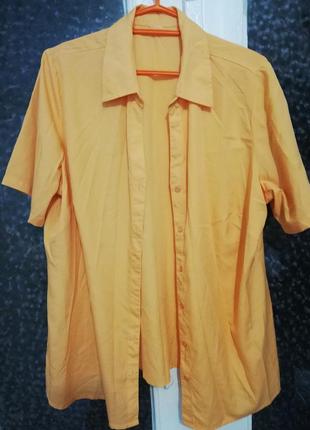 Рубашка женская мужская свободная короткий рукав оранжевая1 фото