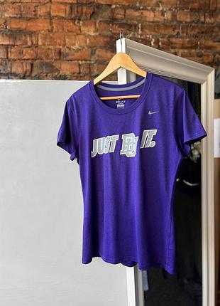 Nike dri-fit women's violet sport t-shirt just do it женская, спортивная футболка