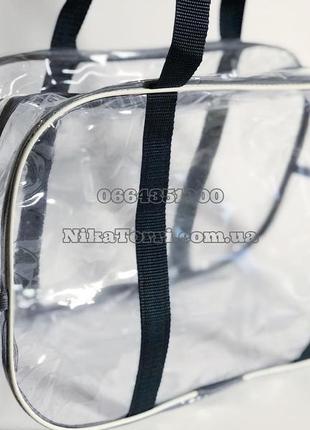 Прозрачная сумка xl(65*35*30) с ременными ручками в роддом, серый2 фото