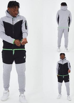 Трендовий преміум костюм чоловічий в стилі найк nike tech fleece осінній якісний