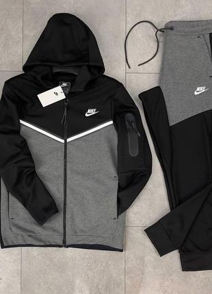 Трендовый премиум костюм мужской в стиле найк nike tech fleece осенний качественный