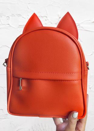 Рюкзак з вушками кота, морквяний1 фото