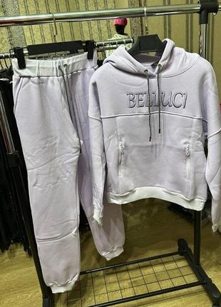 Лиловый теплый костюм на флисе, турция,размер л.