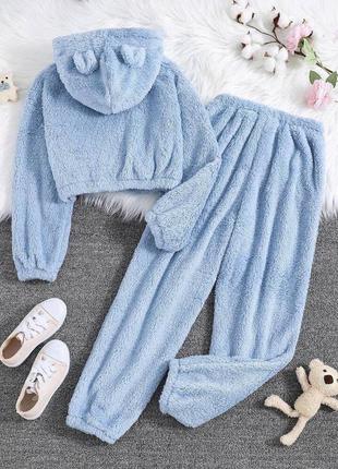 Тепла піжама топові 5 кольорі пижама костюм для дома черный белый6 фото