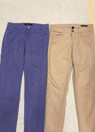 Брюки ferrari голубого цвета и джинсы skinny jeans светло коричневого цвета2 фото