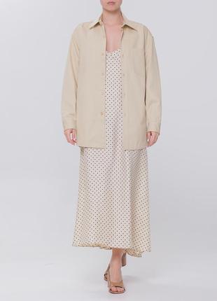 Бежева сорочка зі схованими ґудзиками блуза massimo dutti базовая рубашка бежевая рубашка экрю