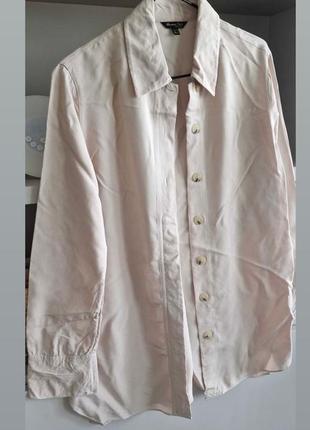 Бежева сорочка зі схованими ґудзиками блуза massimo dutti базовая рубашка бежевая рубашка экрю2 фото