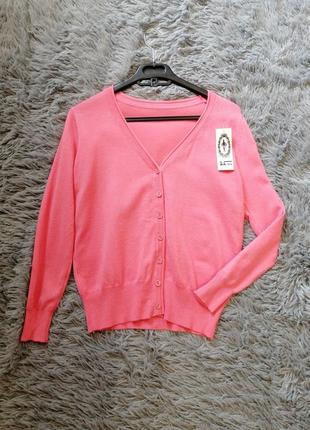 Кофта светр кардиган з ніжного трикотажу розмір хс-м цікавими ґудзичками наявності рожевий,зелений і9 фото