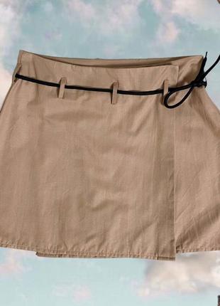 Новая бежевая юбка на запах на шнуровке3 фото