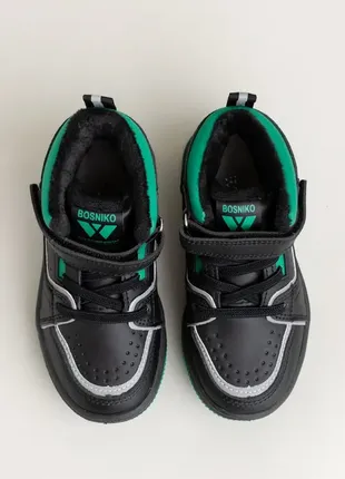 Ботинки для мальчиков bg788-8 черные зеленые деми демисезонные хайтопы утепленные