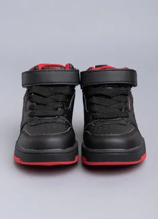 Ботинки для мальчиков f2355-2 черные красные хайтопы6 фото