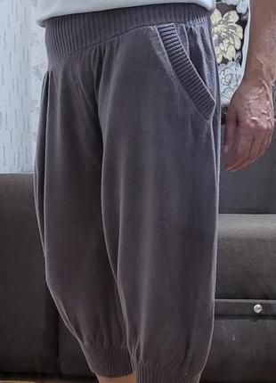 Шерстяные трикотажные брюки бриджи серо- сиреневого цвета6 фото
