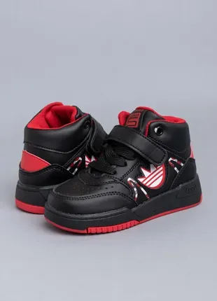 Ботинки для мальчиков f2356-2 черные красные хайтопы9 фото