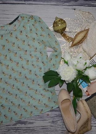 30/l фирменная шифоновая женская рубашка блуза блузка с бульдожками зара zara