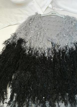 Пушистая кофта кардиган накидка травка эффект перьев пухнаста кофта кардиган накидка...