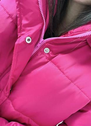 Куртка теплая стильная короткая оверсайз-яркая малина8 фото