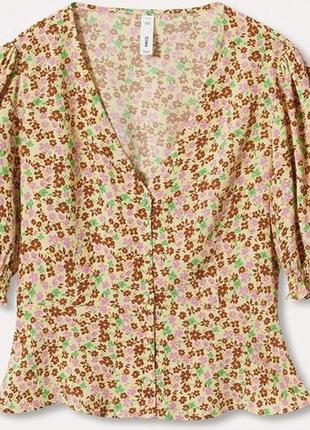 Mango новая блузка в цветочный принт с рукавами-фонарики l2 фото