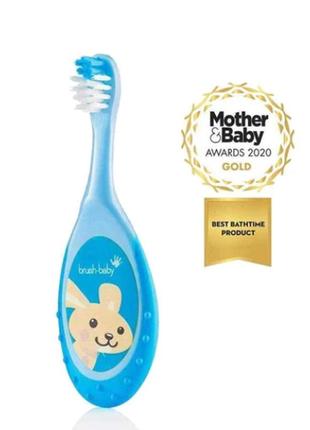 Дитяча зубна щітка brush-baby floss brush від 0 до 3 років (блакитна)2 фото