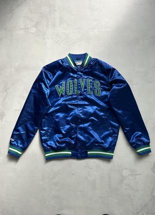 Бомбер mitchell &amp; ness hardwood classic wolves мужской m