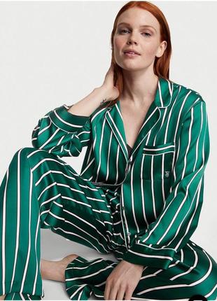 Крута шовкова піжама бренд, зеленого у полоску коліру, розмір s