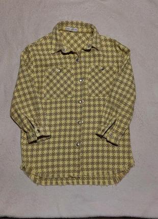 Рубашка zara твидовая 13-14 р, рубашка зара тепла 12-14р с необработанным низом, куртка-рубашка осенняя