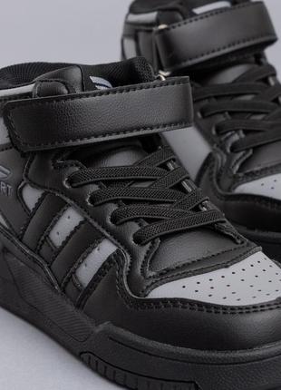 Ботинки для мальчиков s2202-5 черные серые хайтопы6 фото