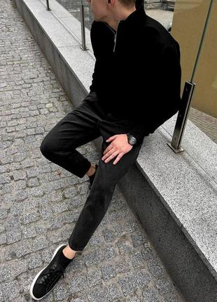 Толстовка мужская зимняя chain черная | свитшот на флисе | кофта с высоким горлом утепленная демисезонная3 фото
