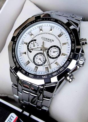 Мужские серебряные наручные часы curren / куррен, классическая модель.