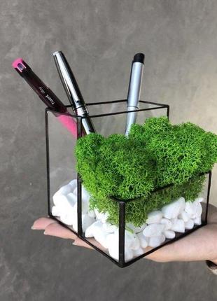 Мосаріум підставка для ручок minature moss зі стабілізованим мохом