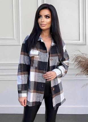 Сорочка тепла осіння кашемірова у клітинку