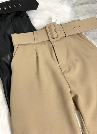 Классичиские штани на високій посадці з поясом в стилі zara2 фото