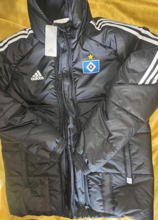 Новая спорт зима осень курточка оригинальная футбольная adidas.ф.к.гамбург.л-хл4 фото