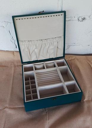 Шкатулка для украшений | "aqua-beige" | tm wooden organizer4 фото