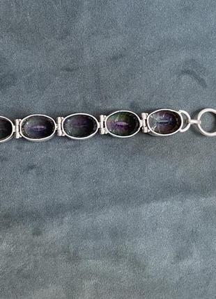 Серебряный браслет топаз мистик натуральный камень