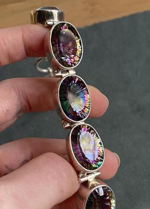 Серебряный браслет топаз мистик натуральный камень