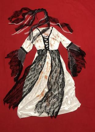 Платье ведьмочка ведьмы длинное серое в пол 8-10 лет5 фото