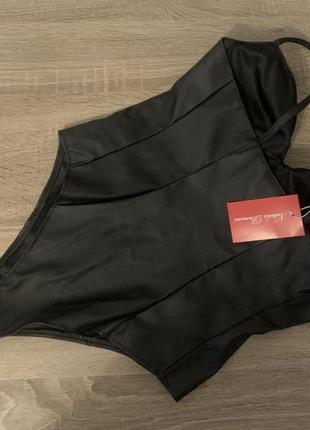 Кожаный боди с чашкой, женский боди