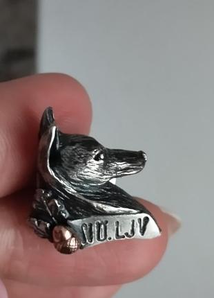 Ljv срібний пін значок собака пес англія