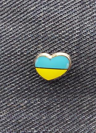 Значок "украина в сердце" (мини,никель)3 фото