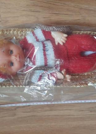 Маленьким любителькам ляльок - чудова нова дитяча іграшка лялька у плетеній солом'яній корзинці з ручками1 фото